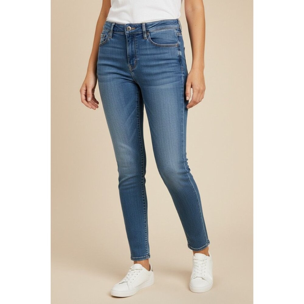 Gap Distressed Skinny Fit Mid-Rise Blue Denim Jeans Size 27